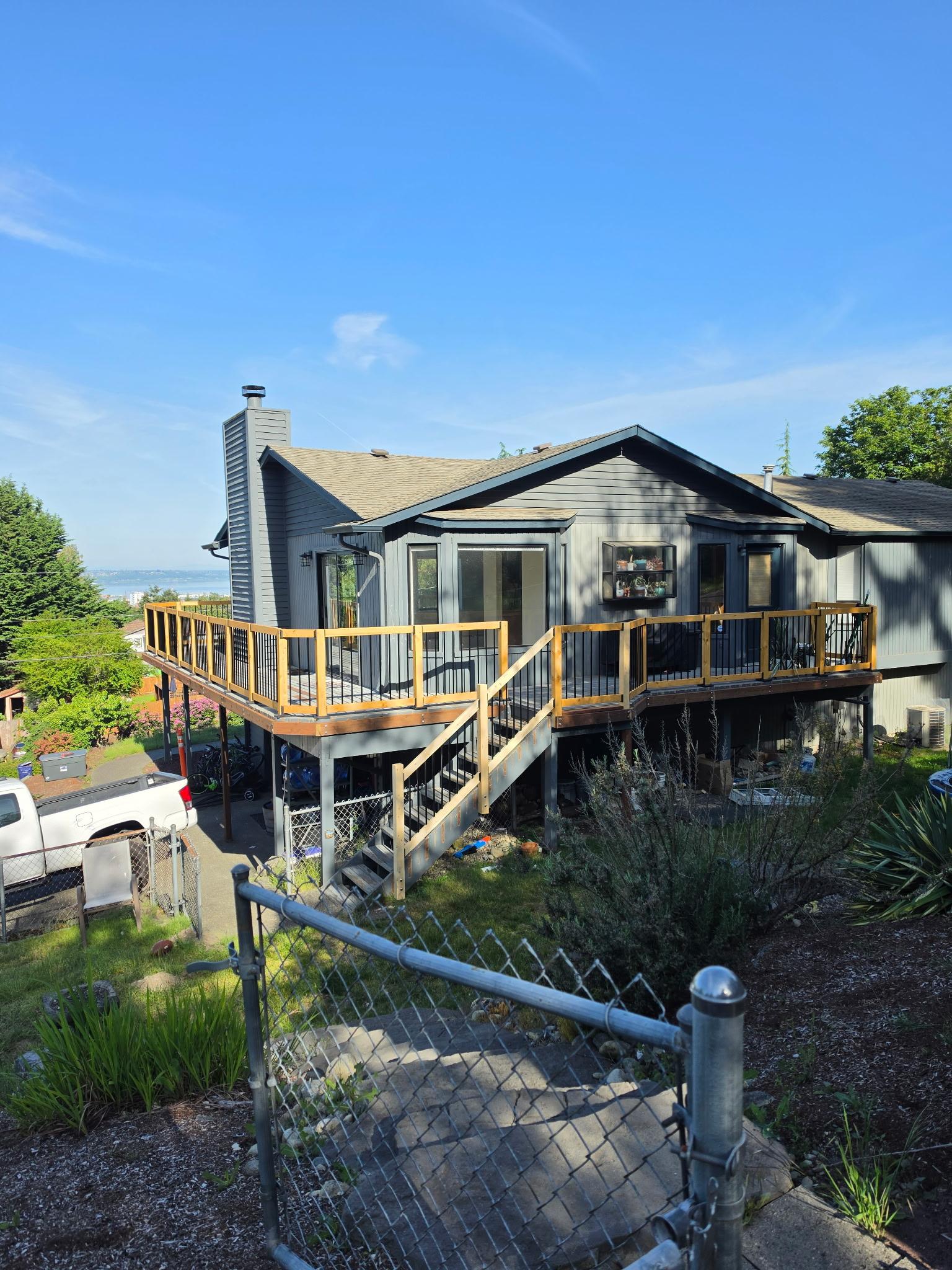 Elevated deck with water view