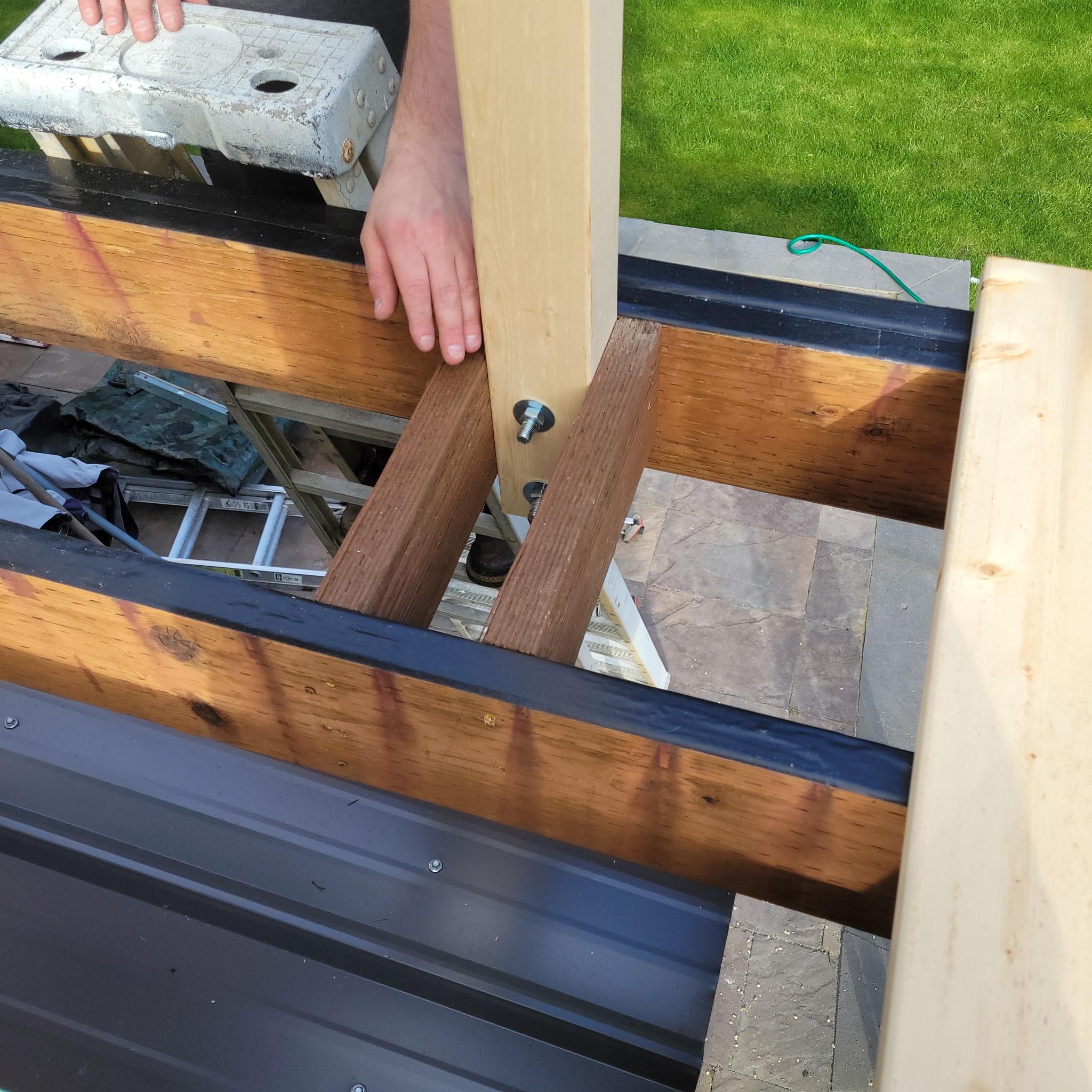 Deck framing hardware and joist tape detail