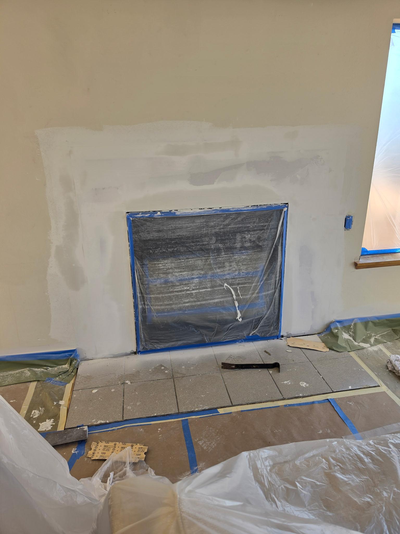 Fireplace remodel and drywall repair